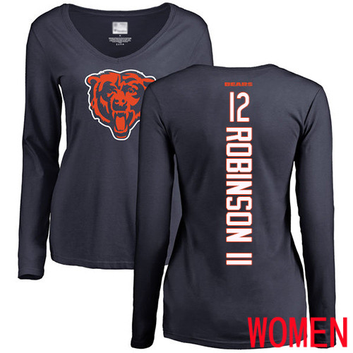 Chicago Bears Navy Blue Women Allen Robinson Backer NFL Football #12 Long Sleeve T Shirt